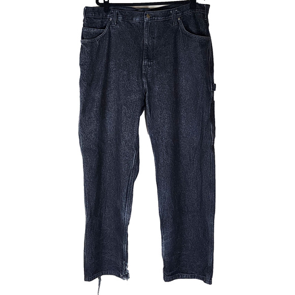 Ben Davis Men's Carpenter Black Pants Jeans Size 42 Baggy Faded Distressed - Picture 1 of 7